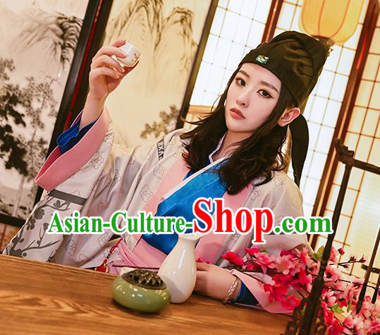 Chinese Ancient Young Childe Clothing Cosplay Tang Bohu Apparels Song Dynasty Scholar Garment Costumes