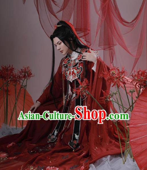 Chinese Ancient Knight Red Clothing Cosplay Swordsman Chu Wanning Wedding Apparels Noble Childe Garment Costumes