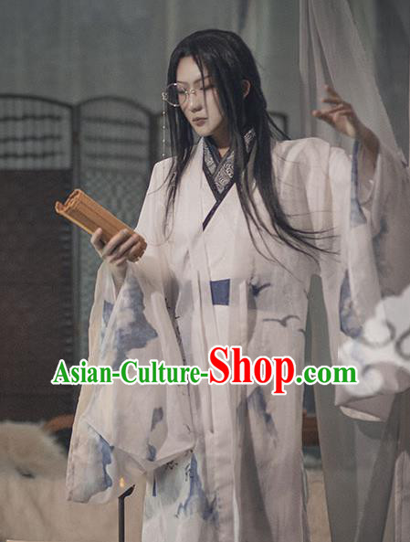 Chinese Ancient Noble Childe Garment Costumes Jin Dynasty Scholar Clothing Cosplay Swordsman Apparels
