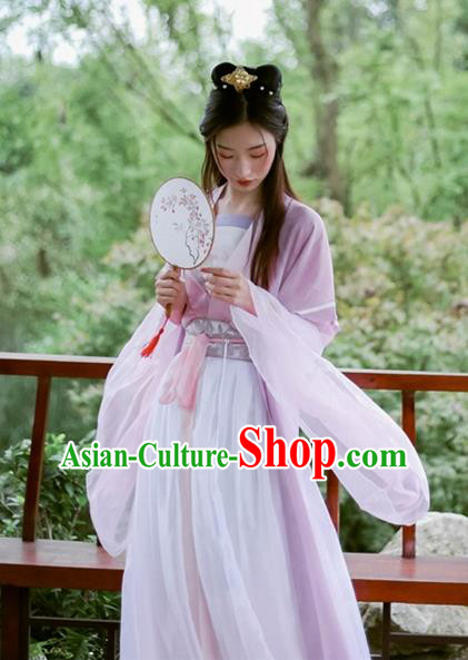 China Cosplay Swordswoman Jiang Yanli Clothing Traditional Ancient Fairy Lilac Dress Garment