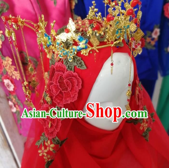 Chinese Traditional Hui Nationality Wedding Hair Accessories Ethnic Bride Golden Hair Crown