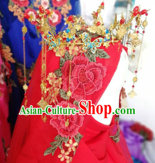 Chinese Traditional Hui Nationality Wedding Hair Accessories Ethnic Bride Golden Hair Crown