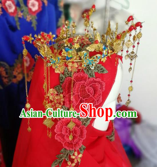 Chinese Traditional Hui Nationality Wedding Hair Accessories Ethnic Bride Golden Hair Crown