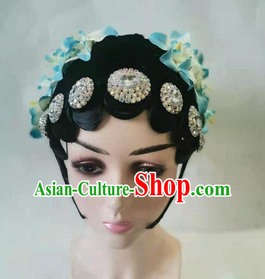 Chinese Traditional Stage Performance Wigs Hair Accessories Beijing Opera Headwear Classical Dance Headdress