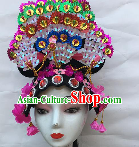Chinese Folk Dance Headdress Traditional Peking Opera Wigs and Hair Accessories Stage Performance Headwear