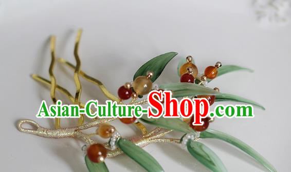 China Ancient Princess Bamboo Leaf Hairpin Song Dynasty Palace Lady Hair Combs Traditional Hanfu Hair Accessories