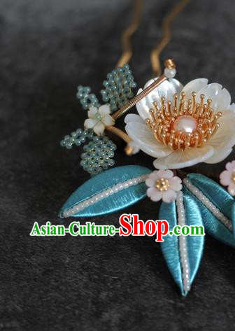 China Ancient Princess Shell Flower Hairpin Ming Dynasty Palace Lady Hair Stick Traditional Hanfu Hair Accessories