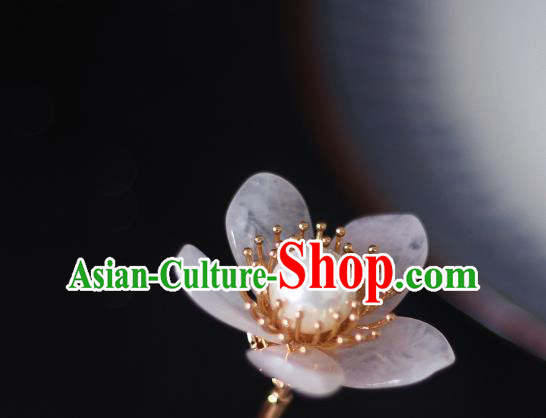 China Traditional Hanfu Headdress Ancient Princess Rose Quartz Hairpin Song Dynasty Young Lady Hair Stick