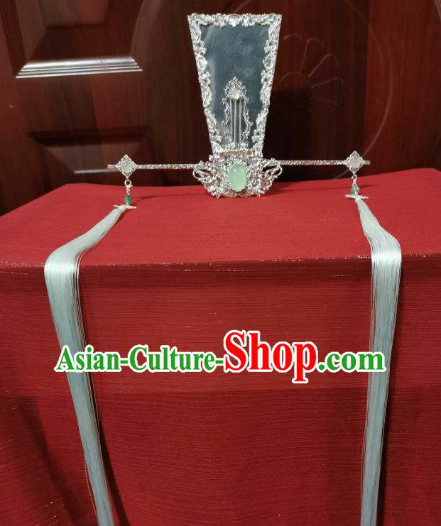Chinese Cosplay Swordsman Hair Accessories Ancient Prince White Hair Crown Traditional Qin Dynasty Childe Headdress