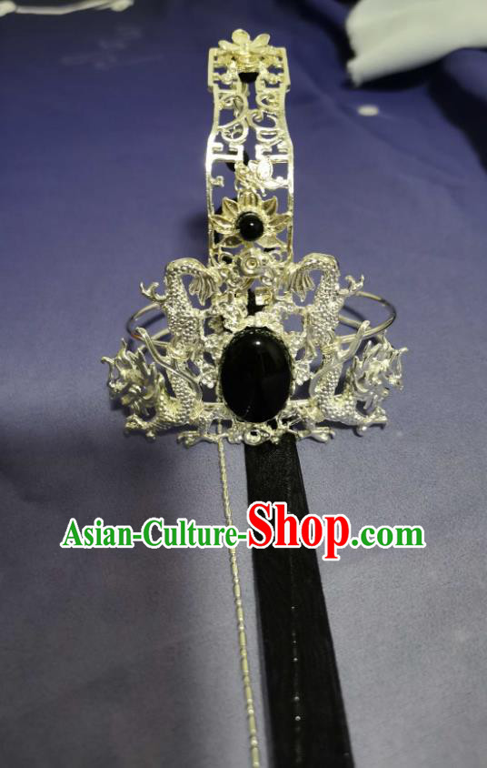 Chinese Cosplay Swordsman Hair Accessories Ancient Childe Argent Hair Crown Traditional Hanfu Headdress