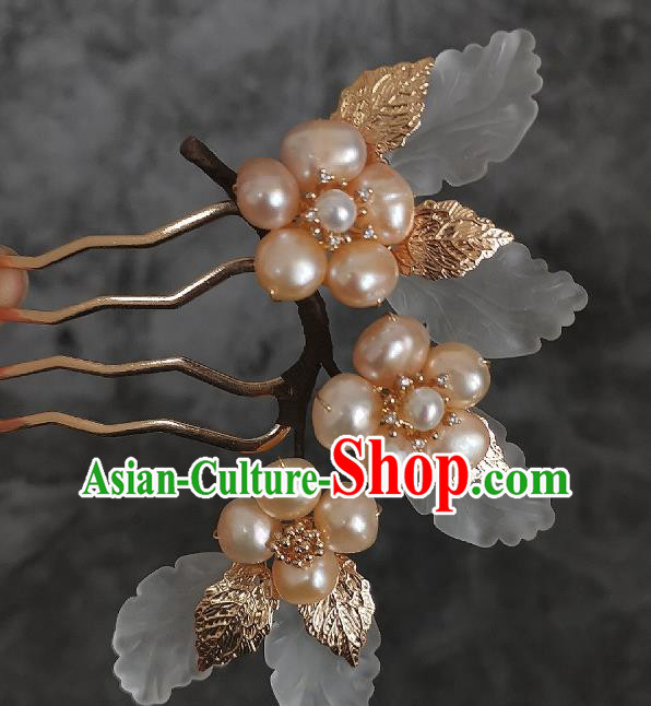 China Traditional Hanfu Hair Accessories Ancient Princess Hairpin Ming Dynasty Pearls Hair Comb