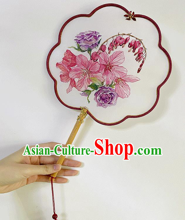 Chinese Classical Dance Palace Fan Hand Painting Fans Bride Fan Traditional Wedding Fan