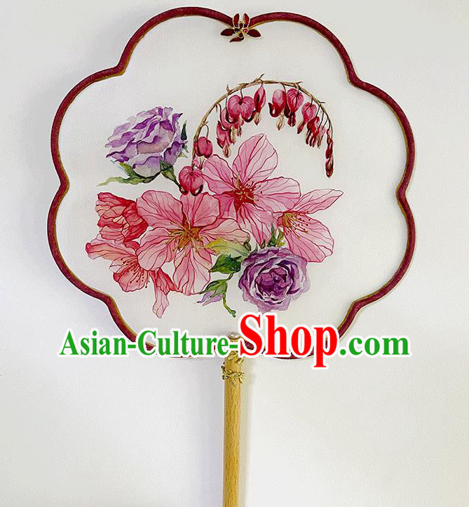 Chinese Classical Dance Palace Fan Hand Painting Fans Bride Fan Traditional Wedding Fan