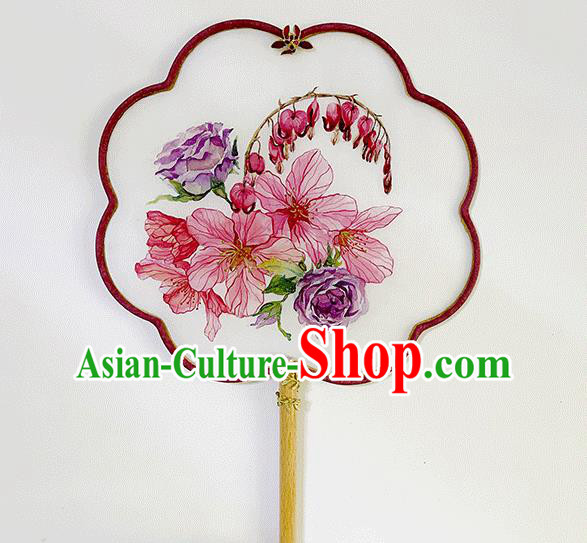 Chinese Classical Dance Palace Fan Hand Painting Fans Bride Fan Traditional Wedding Fan
