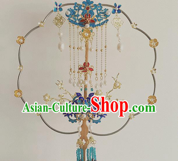 Chinese Bride Fan Traditional Wedding Prop Fan Classical Dance Palace Fan Handmade Cloisonne Butterfly Fans