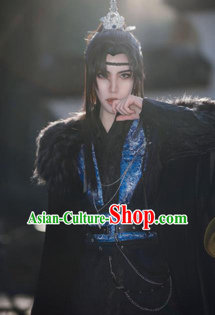 Chinese Ancient Young Knight Garment Costumes Cosplay Swordsman Xiao Chiye Hanfu Clothing Traditional Ming Dynasty Black Apparels