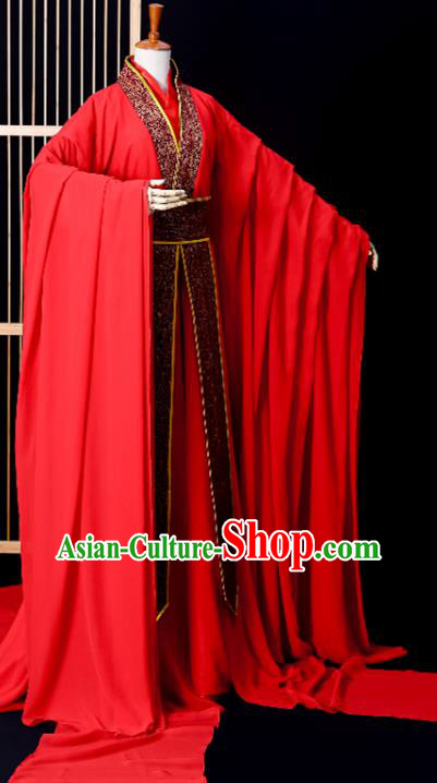 Chinese Ancient Taoist Priest Garment Costumes Cosplay Swordsman Lan Wangji Red Hanfu Clothing Traditional Jin Dynasty Prince Apparels