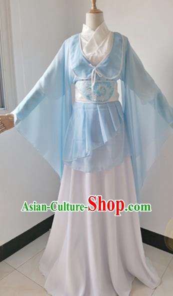 China Ancient Heroine Garments Traditional Song Dynasty Young Lady Hanfu Dress Cosplay Swordswoman Huang Rong Clothing