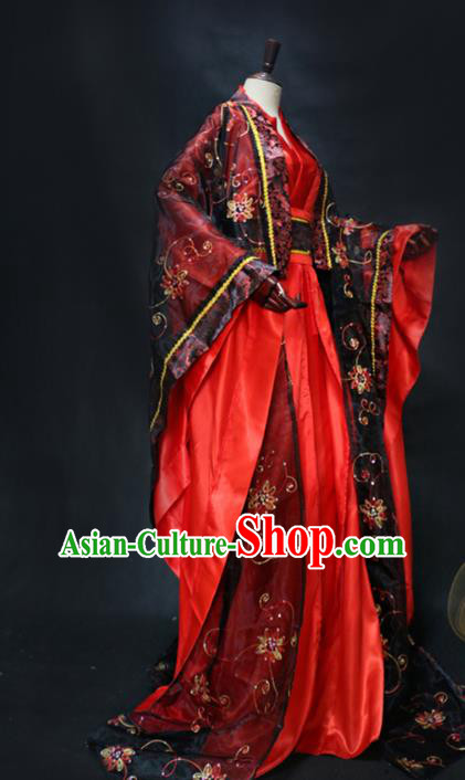 Chinese Traditional Jin Dynasty Wedding Apparels Ancient Emperor Garment Costumes Cosplay King Red Hanfu Clothing