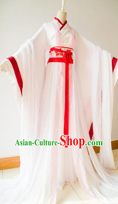 Chinese Ancient Childe Garment Costumes Cosplay Swordsman Bai He Hanfu Clothing Traditional Tang Dynasty Young Hero Apparels