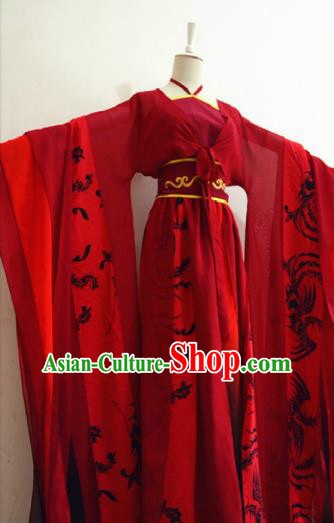 China Cosplay Fairy Bai Fengjiu Clothing Ancient Young Beauty Garments Traditional Tang Dynasty Princess Red Hanfu Dress