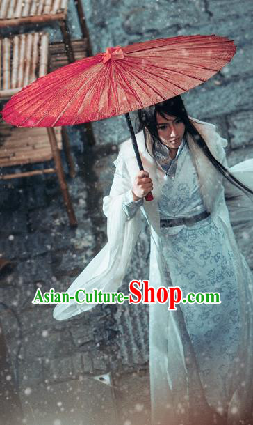 China Traditional Cosplay Swordsman Chu Xiao Hanfu Clothing Ancient Young Childe Apparels Song Dynasty Chivalrous Knight Garment Costumes