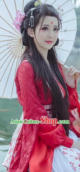 China Cosplay Swordswoman Feng Jiu Clothing Ancient Goddess Garments Traditional Qin Dynasty Young Lady Red Hanfu Dress