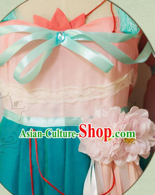 China Traditional Young Lady Blue Hanfu Dress Cosplay Swordswoman Clothing Ancient Fairy Garments
