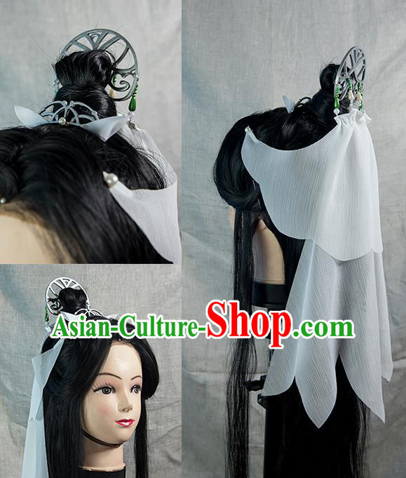 China Traditional Song Dynasty Taoist Nun Hair Crown Heaven Official Blessing Ancient Cosplay Swordswoman Headdress