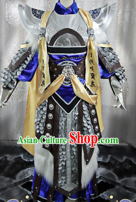 Chinese Ancient Swordsman Garment Costumes Cosplay General Clothing Traditional Myth Heaven Warrior Armor Apparels