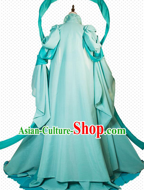 China Traditional Game Performance Green Hanfu Dress Cosplay Goddess Clothing Ancient Fairy Garments