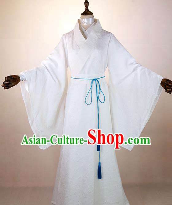 Chinese Cosplay Prince Xie Lian White Clothing Traditional Han Dynasty Young Childe Apparels Ancient Scholar Garment Costumes
