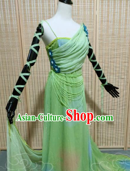 China Cosplay Drama Seven Fairy Qing Er Clothing Ancient Young Beauty Garments Traditional Song Dynasty Green Hanfu Dress