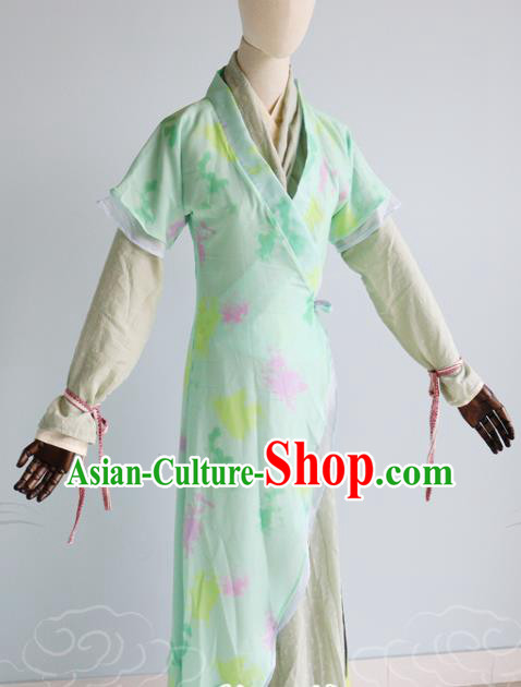 China Traditional Song Dynasty Young Lady Green Hanfu Dress Cosplay Drama The Legend of Sword and Fairy Zhao Linger Clothing Ancient Princess Garments