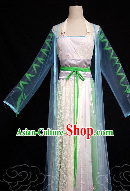 China Ancient Goddess Garments Traditional Song Dynasty Swordswoman Hanfu Dress Cosplay Drama Seven Fairy Qing Er Clothing
