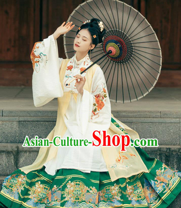China Traditional Hanfu Garments Ancient Imperial Countess Embroidered Dress Apparels Ming Dynasty Noble Woman Historical Clothing