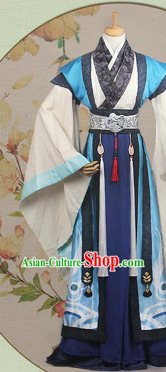 China Traditional Cosplay Swordsman Hanfu Clothing Ancient Noble Childe Apparels Han Dynasty Emperor Garment Costumes