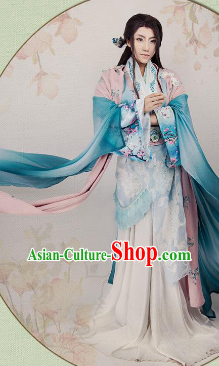 China Ancient Fairy Garments Traditional Jin Dynasty Princess Hanfu Dress Cosplay Swordswoman Clothing