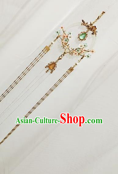 Chinese Ming Dynasty Princess Waist Accessories Traditional Ancient Hanfu Jade Tassel Belt Pendant