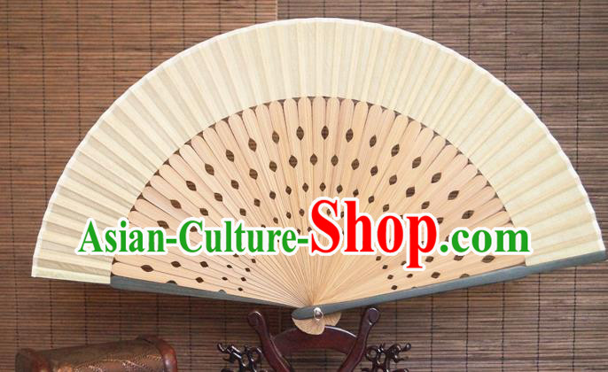 China Bamboo Fan Classical Beige Silk Accordion Handmade Fans Traditional Dance Folding Fan