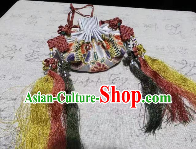 Chinese Ming Dynasty Belt Pendant Accessories Ancient Princess Suzhou Embroidered Sachet Traditional Hanfu White Silk Perfume Satchel