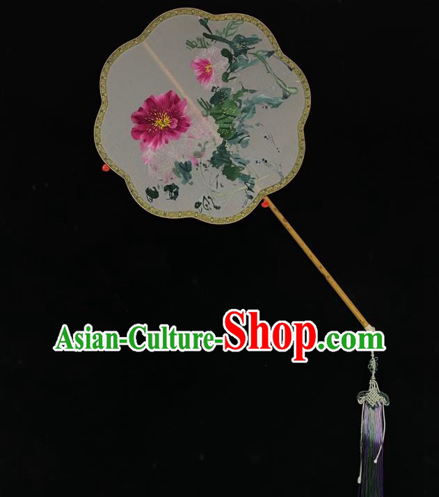 China Handmade Suzhou Embroidered Peony Fan Traditional Silk Fans Cheongsam Dance Fan Classical Palace Fan