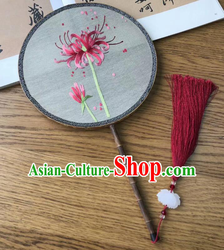China Traditional Silk Fans Cheongsam Dance Circular Fan Classical Palace Fan Handmade Double Side Suzhou Embroidered Fan