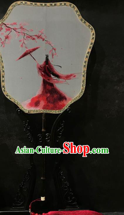 China Embroidered Palace Fan Handmade Double Side Silk Fan Ming Dynasty Court Fans Traditional Hanfu Fan