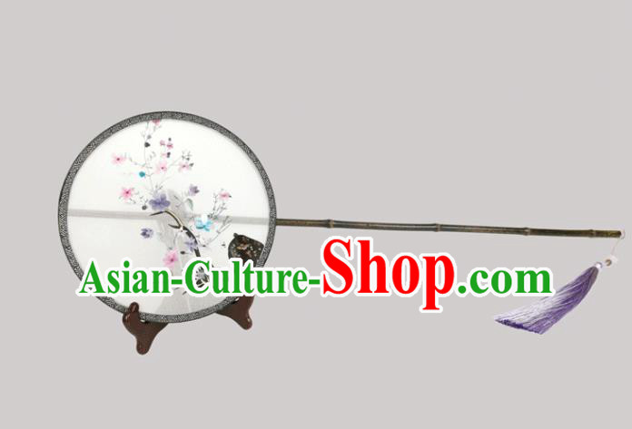 China Traditional Hanfu Fan Embroidered Palace Fan Handmade Double Side Silk Circular Fan Classical Court Fans