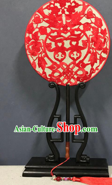 China Suzhou Embroidered Palace Fan Handmade Double Side Fan Classical Dance Circular Fans Traditional Hanfu Wedding Silk Fan