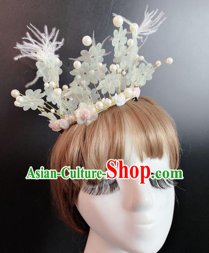 Top Baroque Princess Giant Headdress Rio Carnival Decorations Halloween Cosplay Hair Accessories Stage Show Pearls Royal Crown