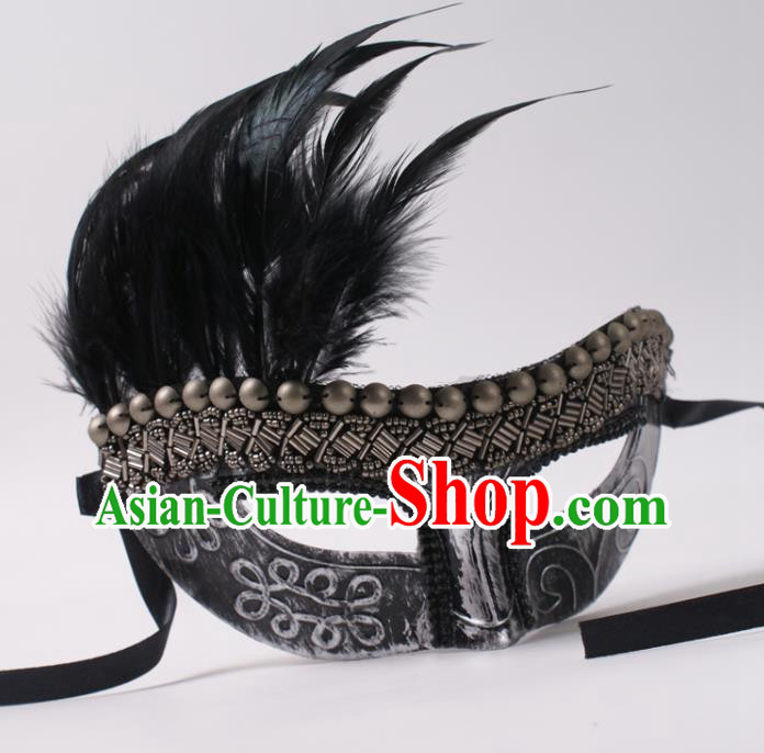 Professional Cosplay Metal Mask Party Performance Feather Face Mask Rio Carnival Headwear