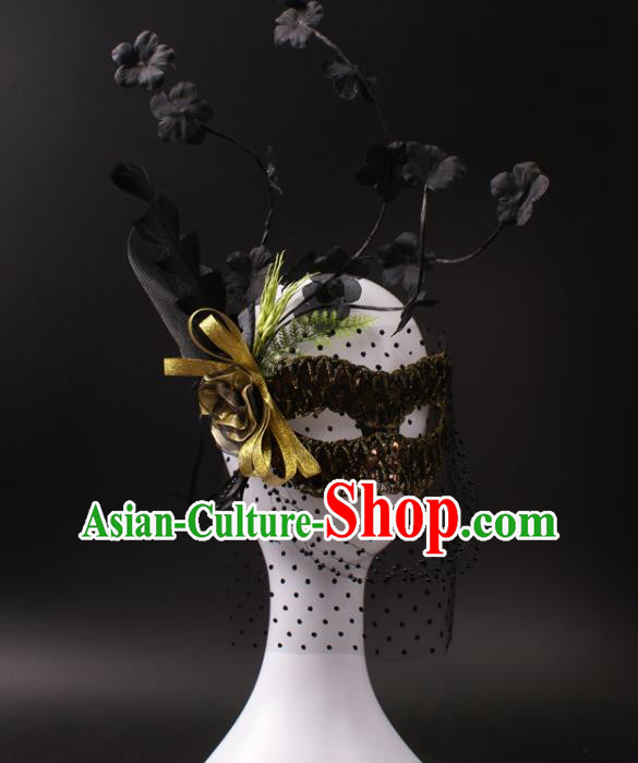 Handmade Brown Sequins Face Mask Stage Performance Headpiece Deluxe Halloween Cosplay Woman Mask