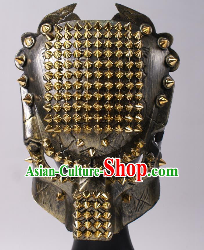 Professional Rio Carnival Headwear Cosplay Warrior Mask Party Performance Rivets Face Mask